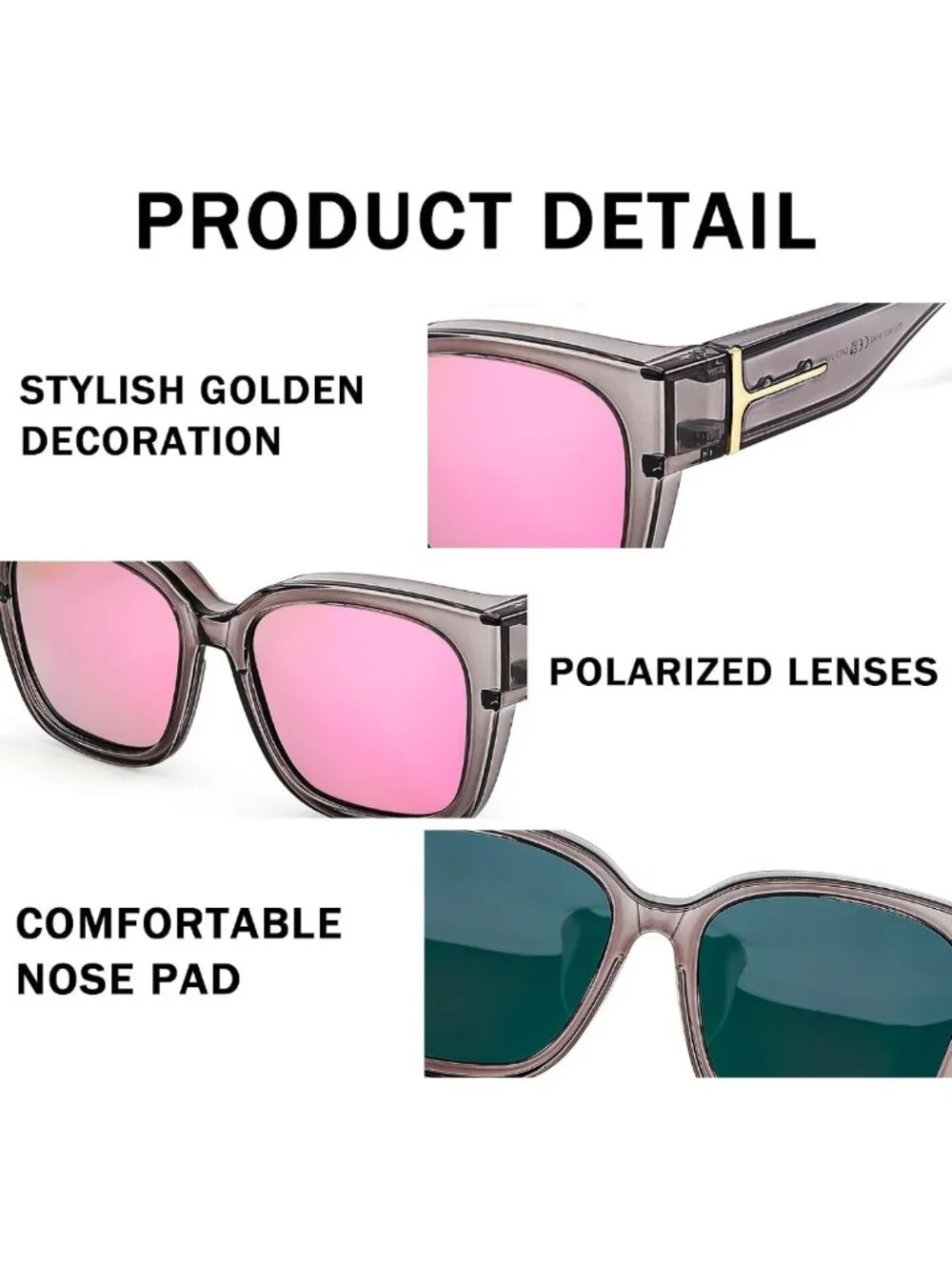 Trendy Polarized Mirrored Sunglasses for Women - Large Square UV400 Fit Over